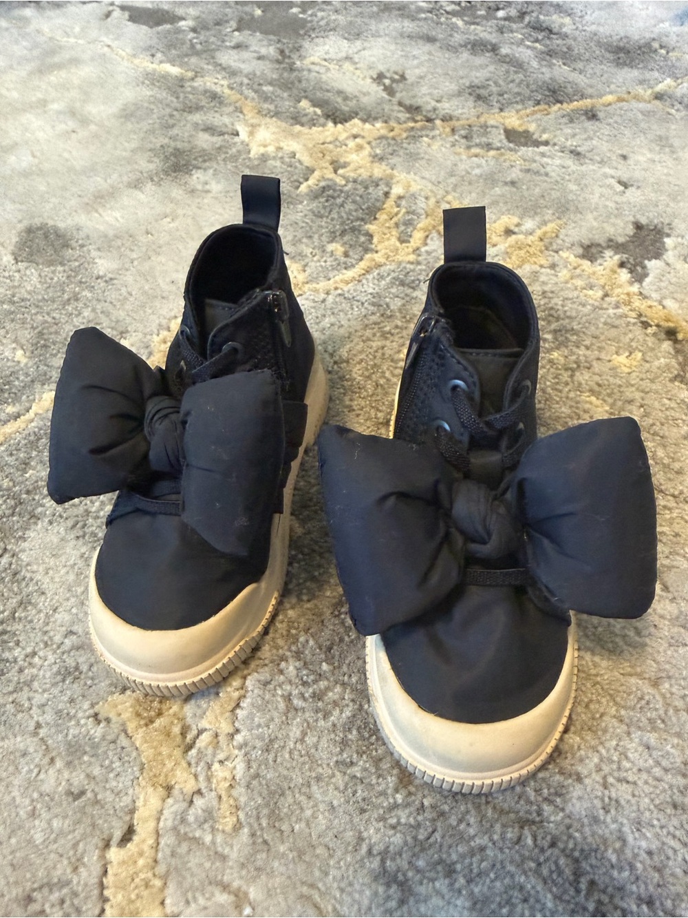 Zara Black Kids Bow Boots with Cream Soles